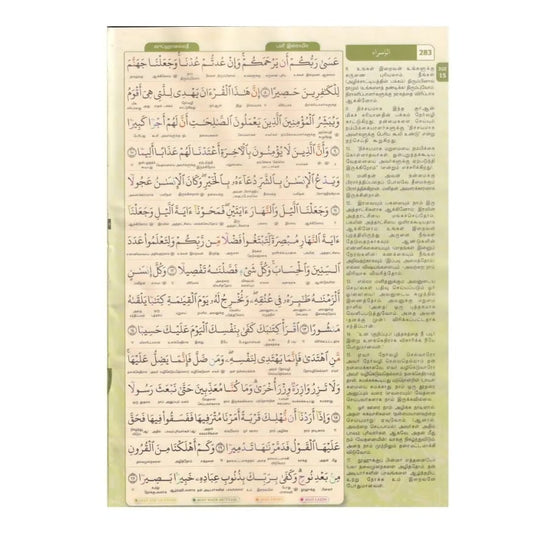 The Holy Quran with  Word-for-Word Tamil Translation and Tajweed Color Coding